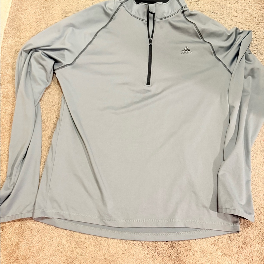 Adidas Men's Long Sleeve Gray Quarter-Zip Shirt